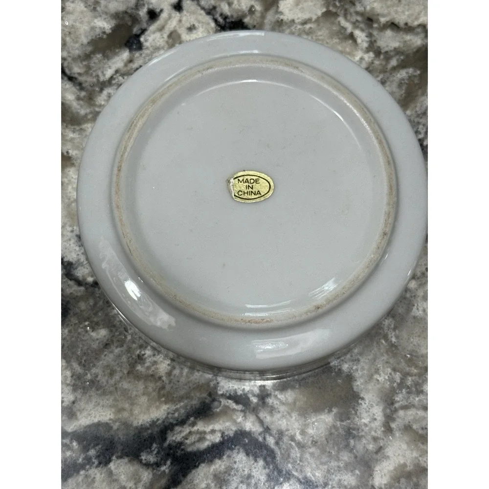 Vintage White Porcelain Ashtray Gold Trim 4